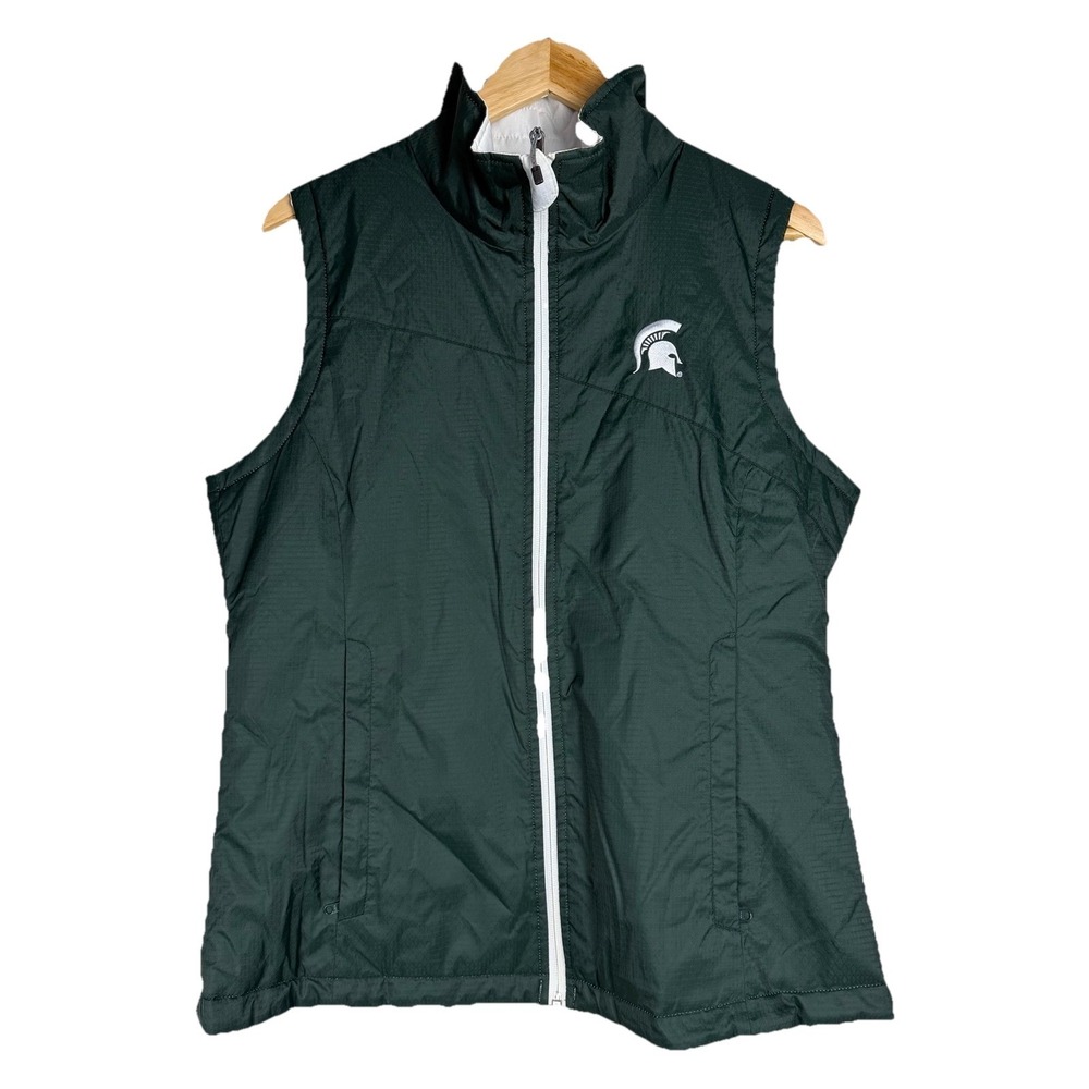 Columbia Reversible Puffer Vest Green/White Michigan State Spartans SZ-Large‎
